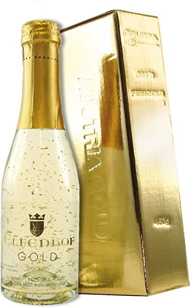Elfenhof Gold Sekt 750 ml in een originele goudstaafverpakking
